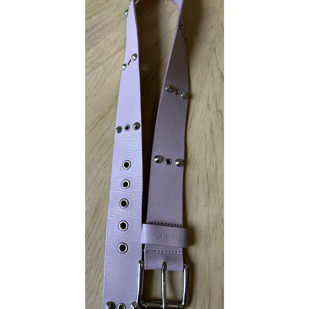 Vintage Y2K Pink Belt Leather Studded Chunky Heavy Holes Punk 90s Women S Retro